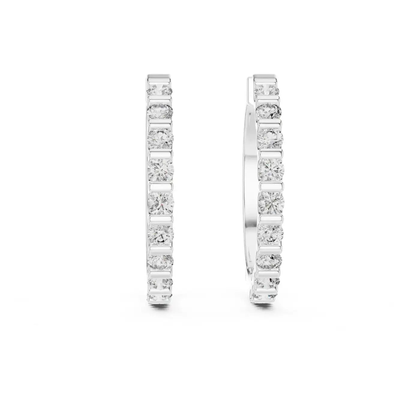 silver Everyday Glam Diamond Hoop Earrings