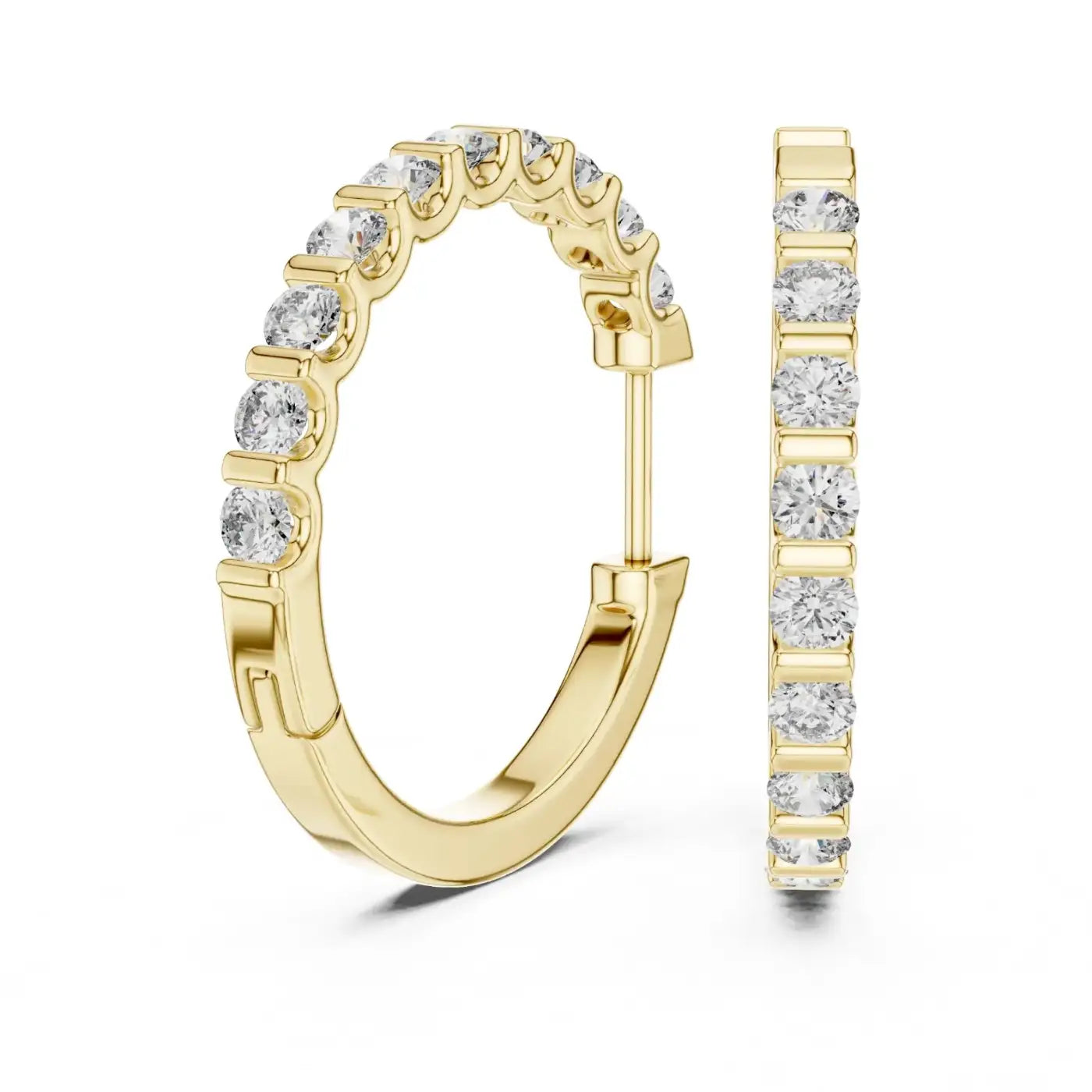 silver Everyday Glam Diamond Hoop Earrings