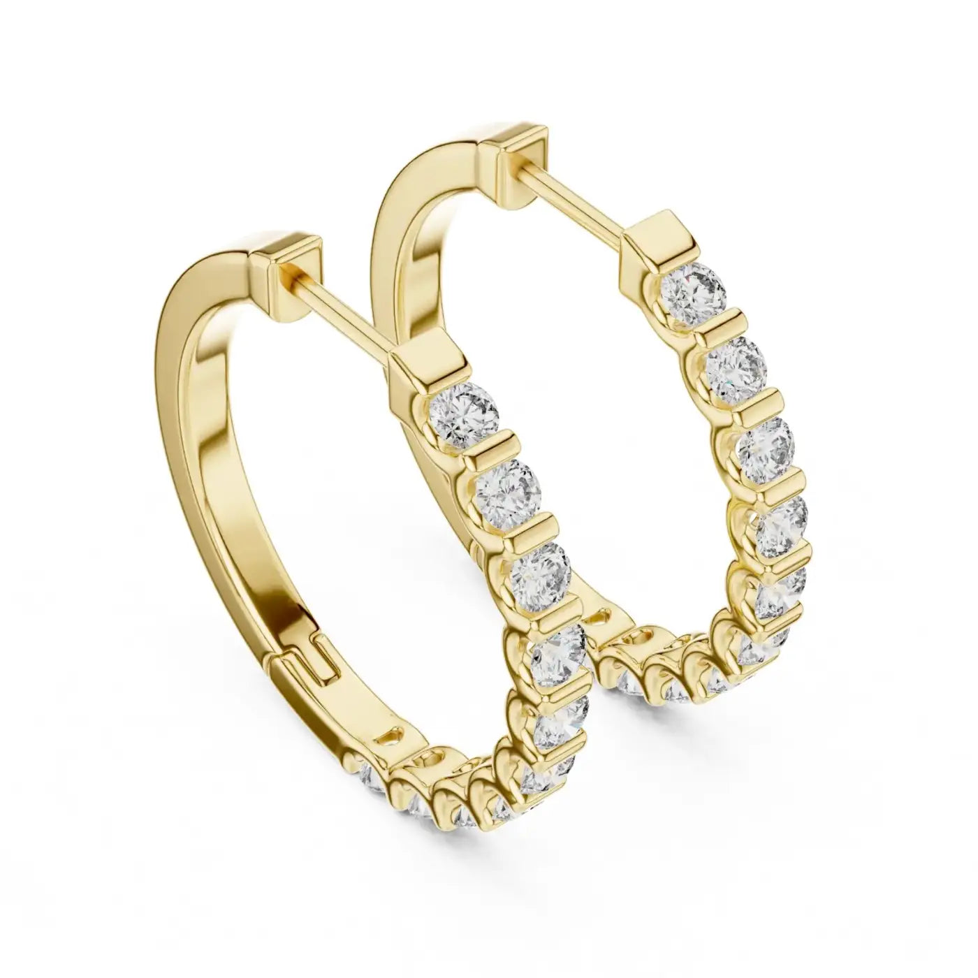 silver Everyday Glam Diamond Hoop Earrings