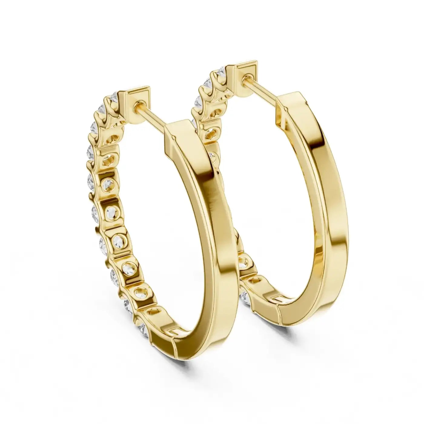 silver Everyday Glam Diamond Hoop Earrings