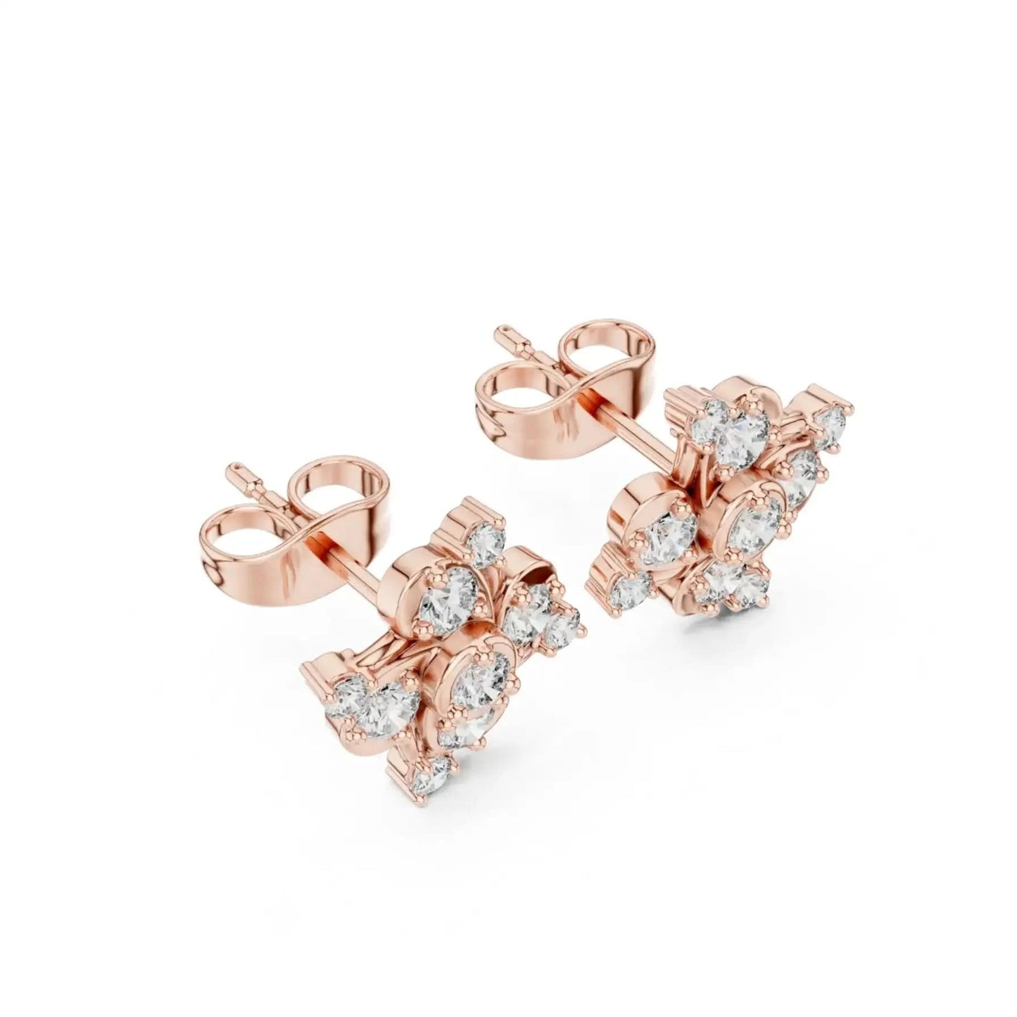 silver Floral Cluster Stone Earrings