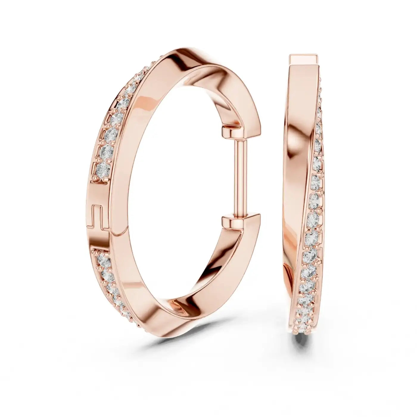 silver Classic Diamond Hoops
