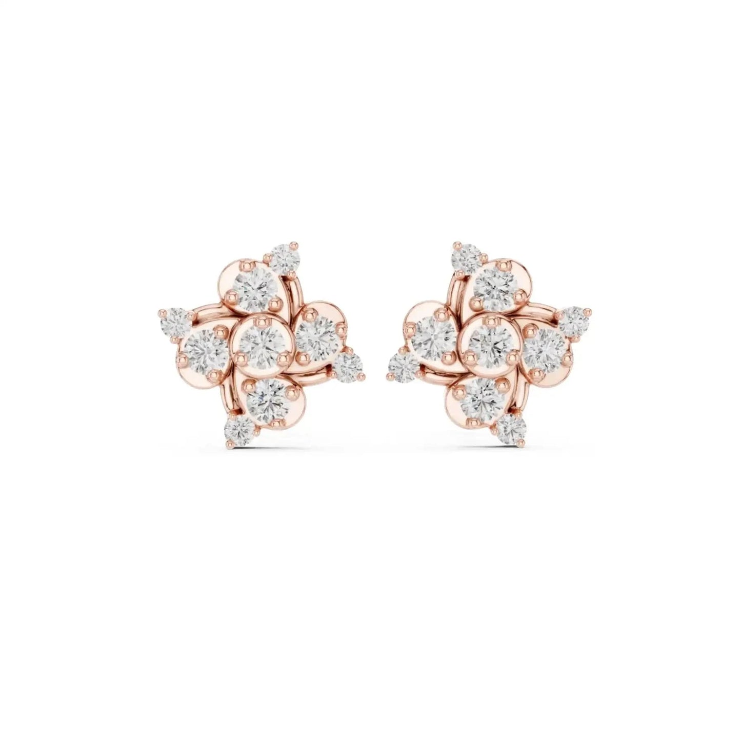silver Floral Cluster Stone Earrings