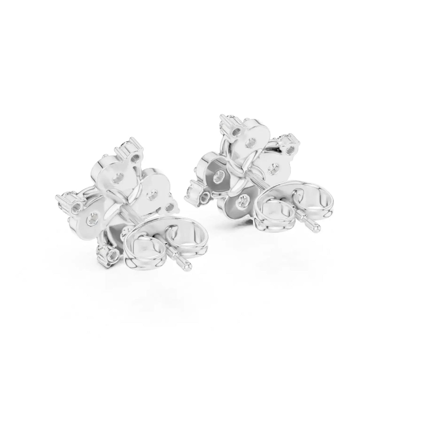 silver Floral Cluster Stone Earrings