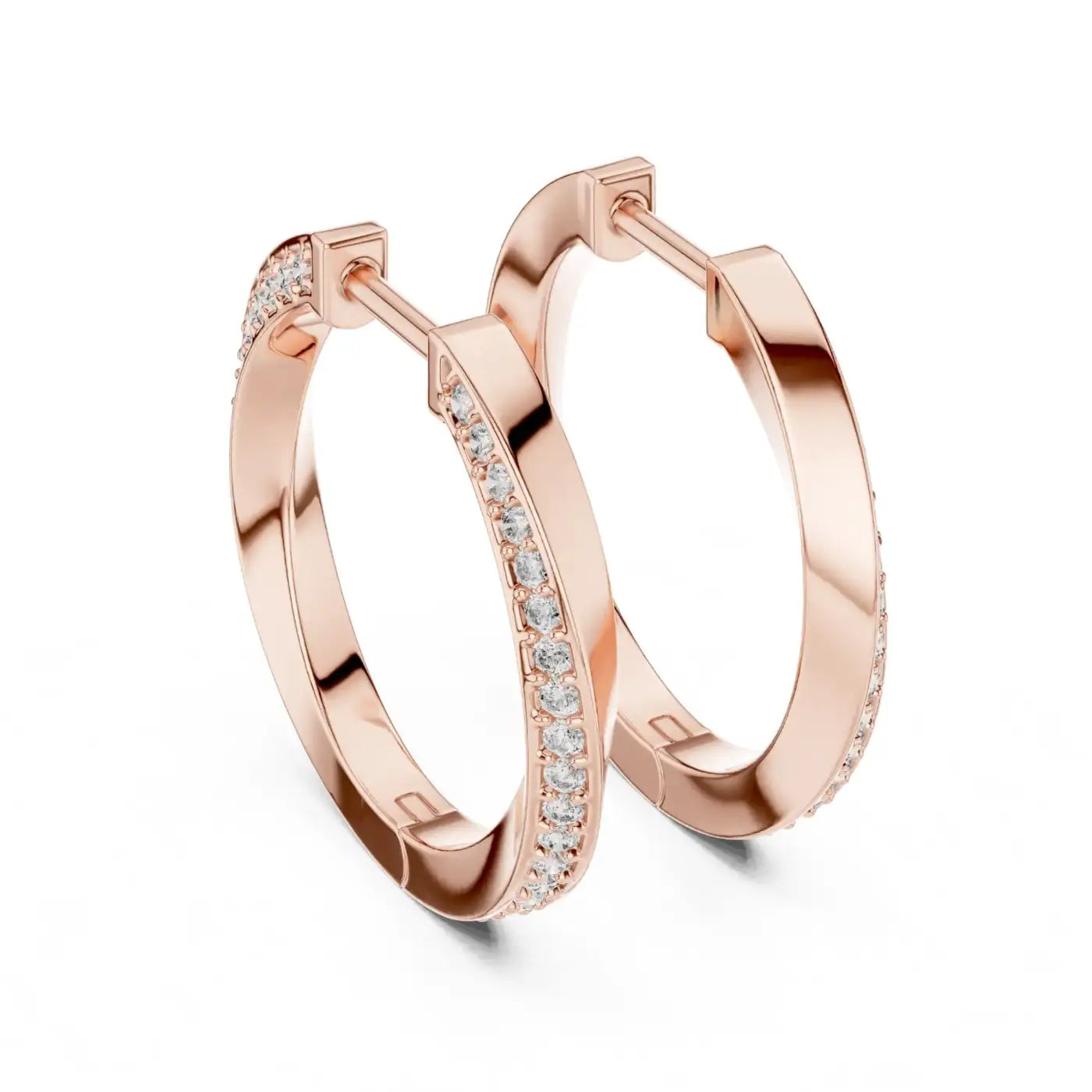 silver Classic Diamond Hoops