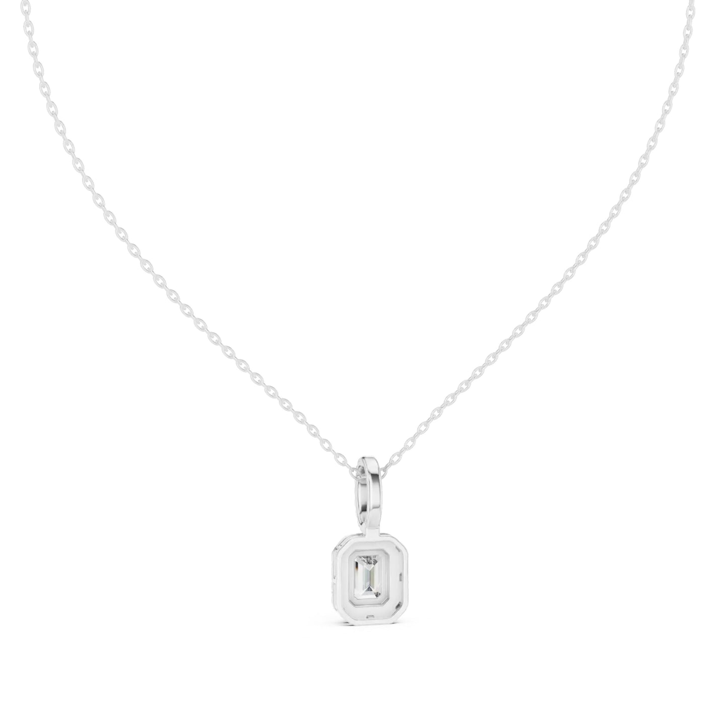 silver Minimal Halo Diamond Pendant