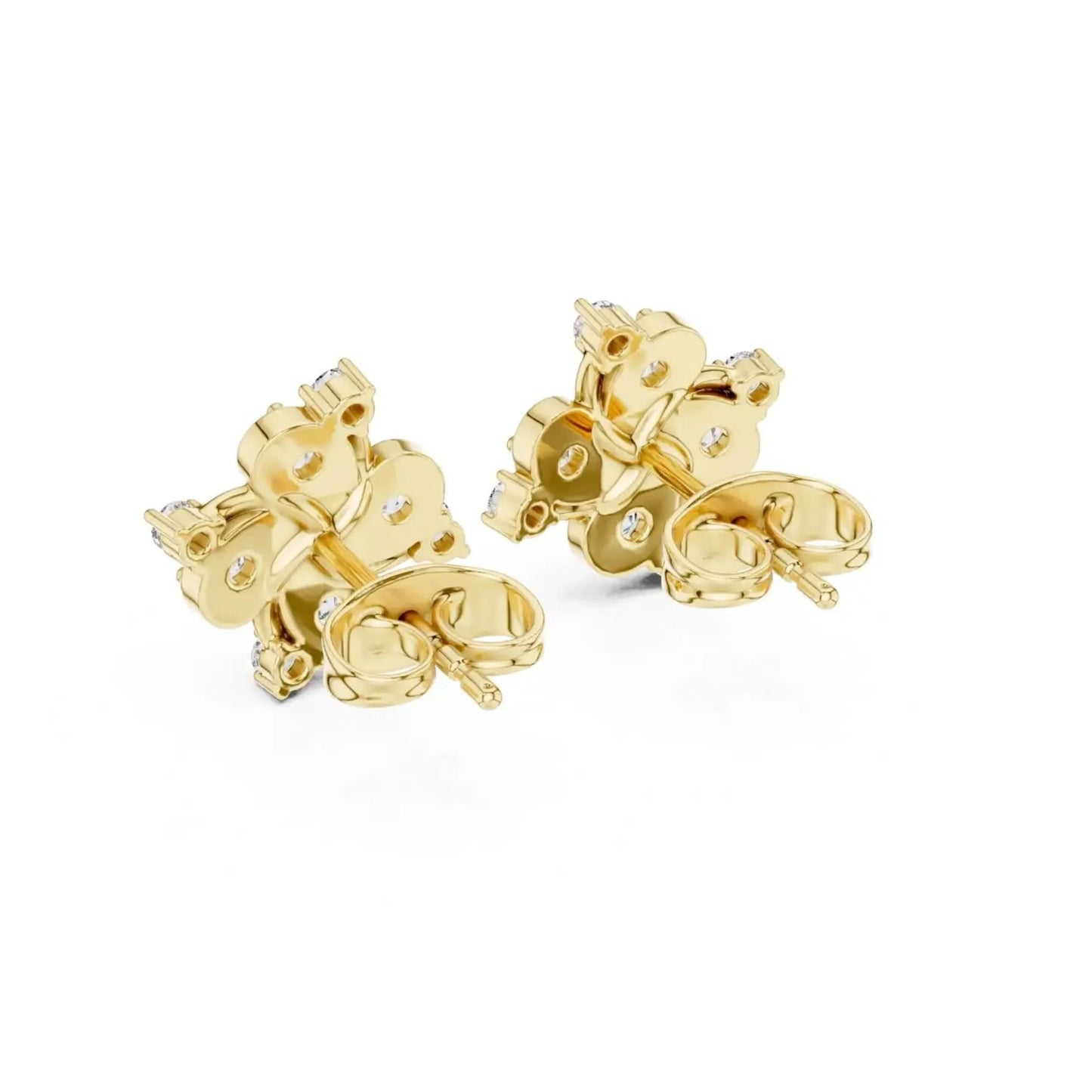 silver Floral Cluster Stone Earrings