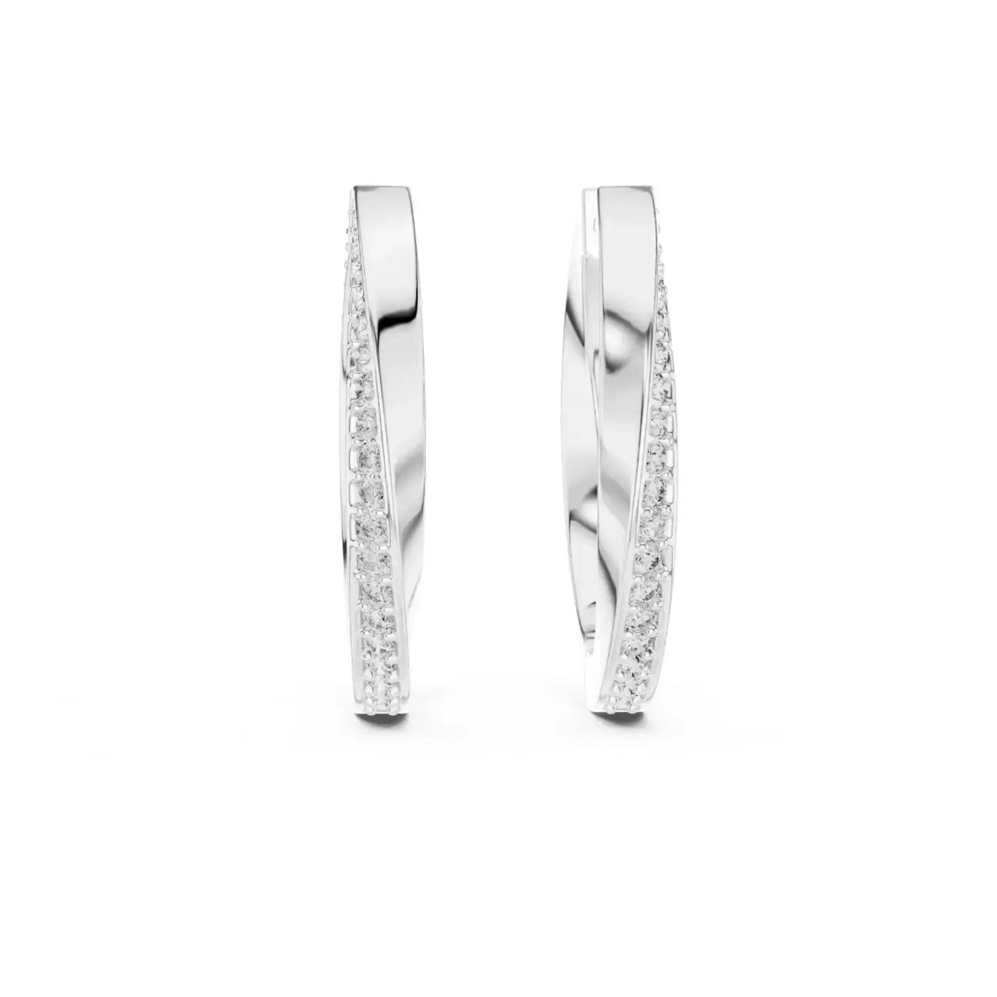 silver Classic Diamond Hoops