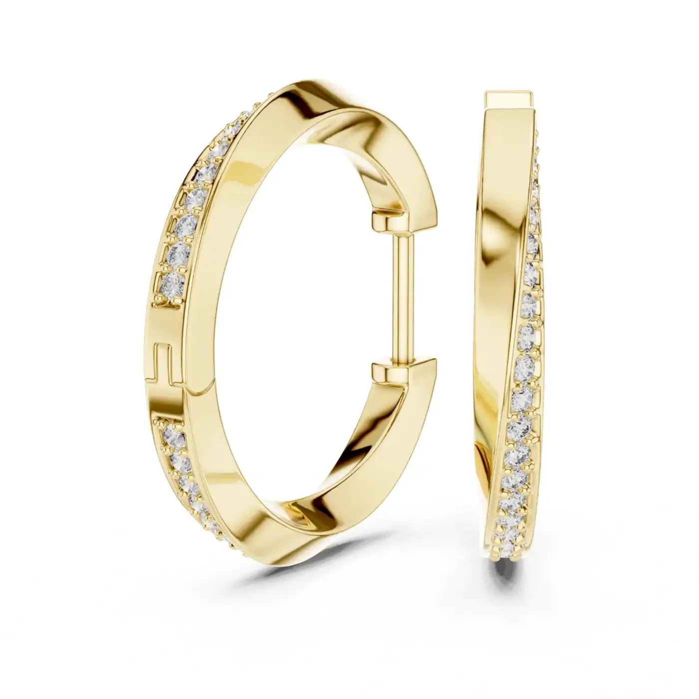 silver Classic Diamond Hoops
