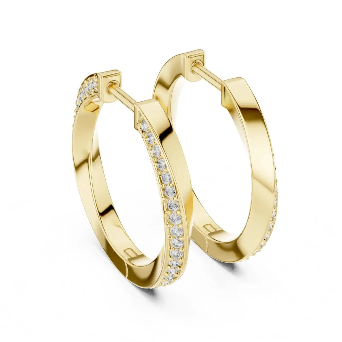 silver Classic Diamond Hoops