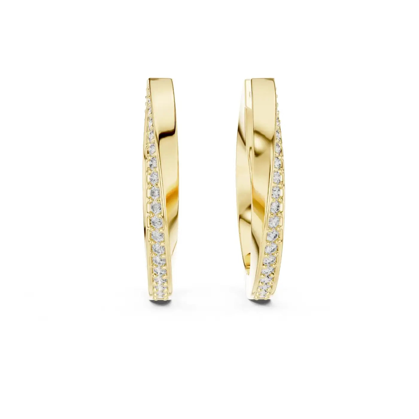 silver Classic Diamond Hoops