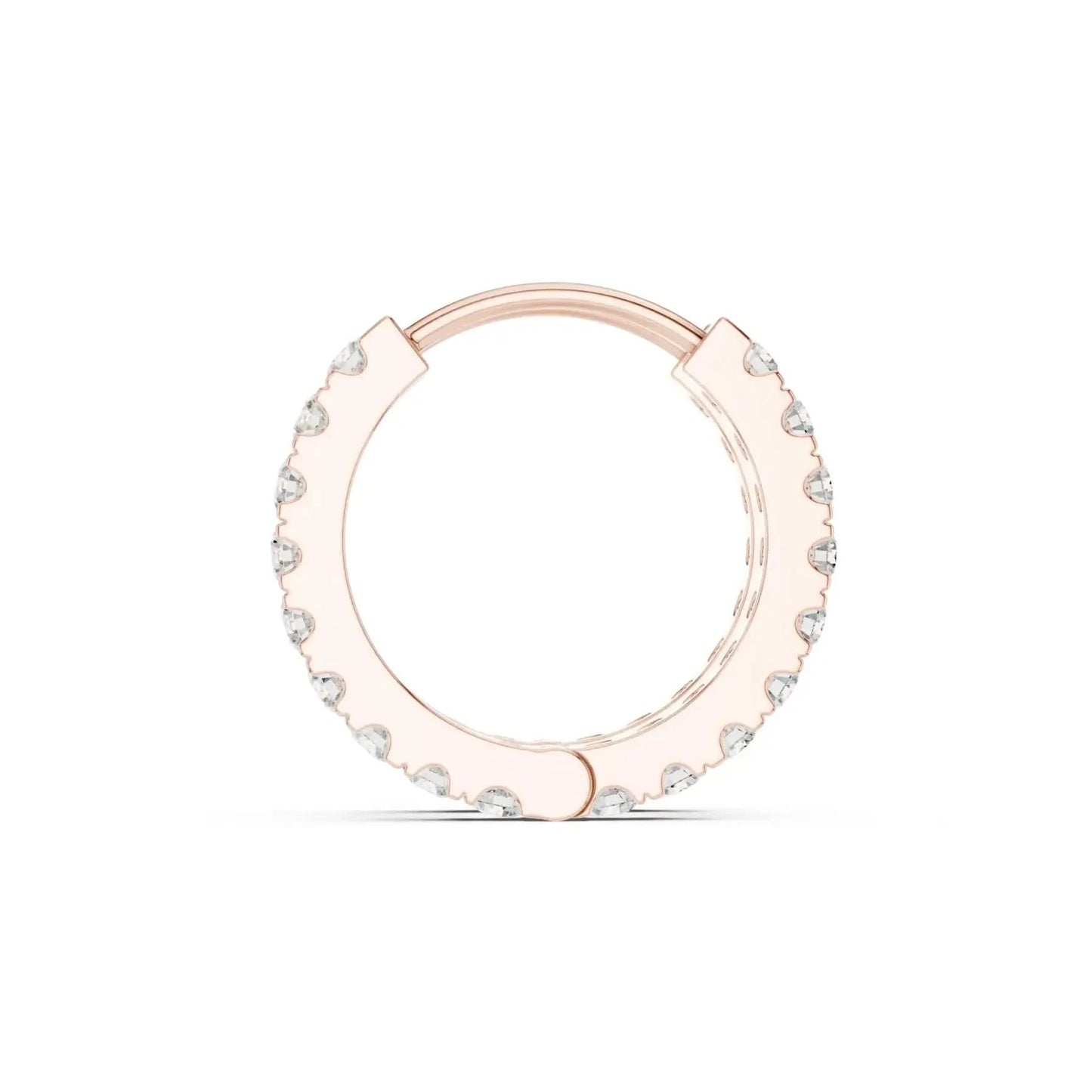 silver Diamond Studded Rose Gold Hoops