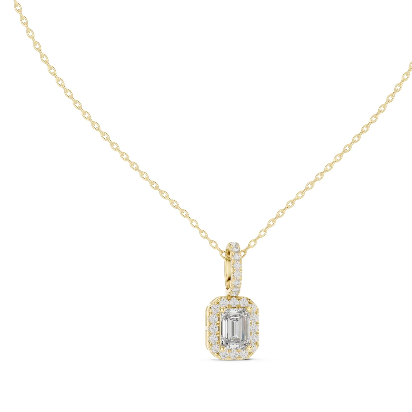silver Minimal Halo Diamond Pendant