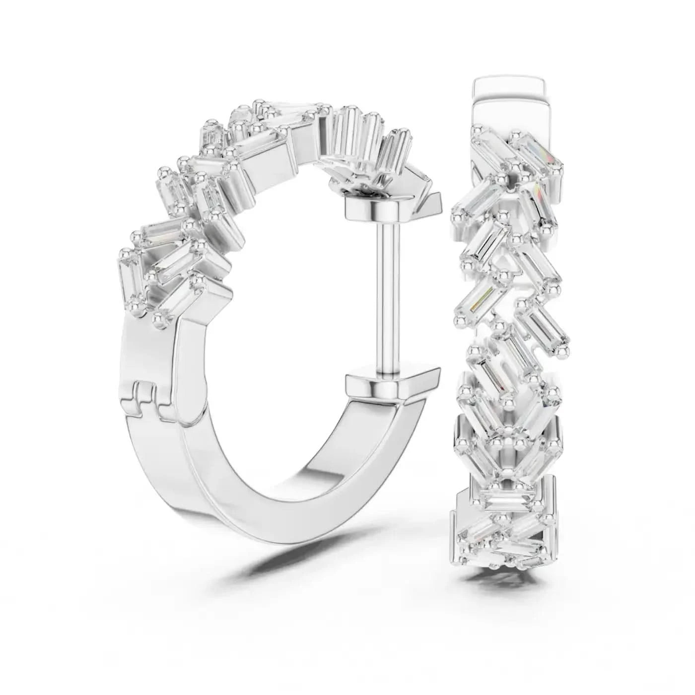 silver Diamond Drift Earrings