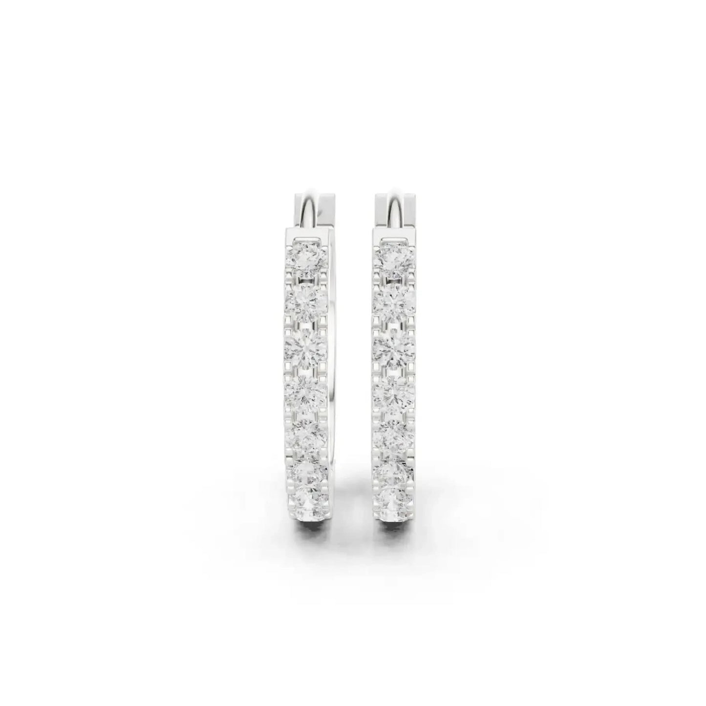 silver Diamond Studded Rose Gold Hoops