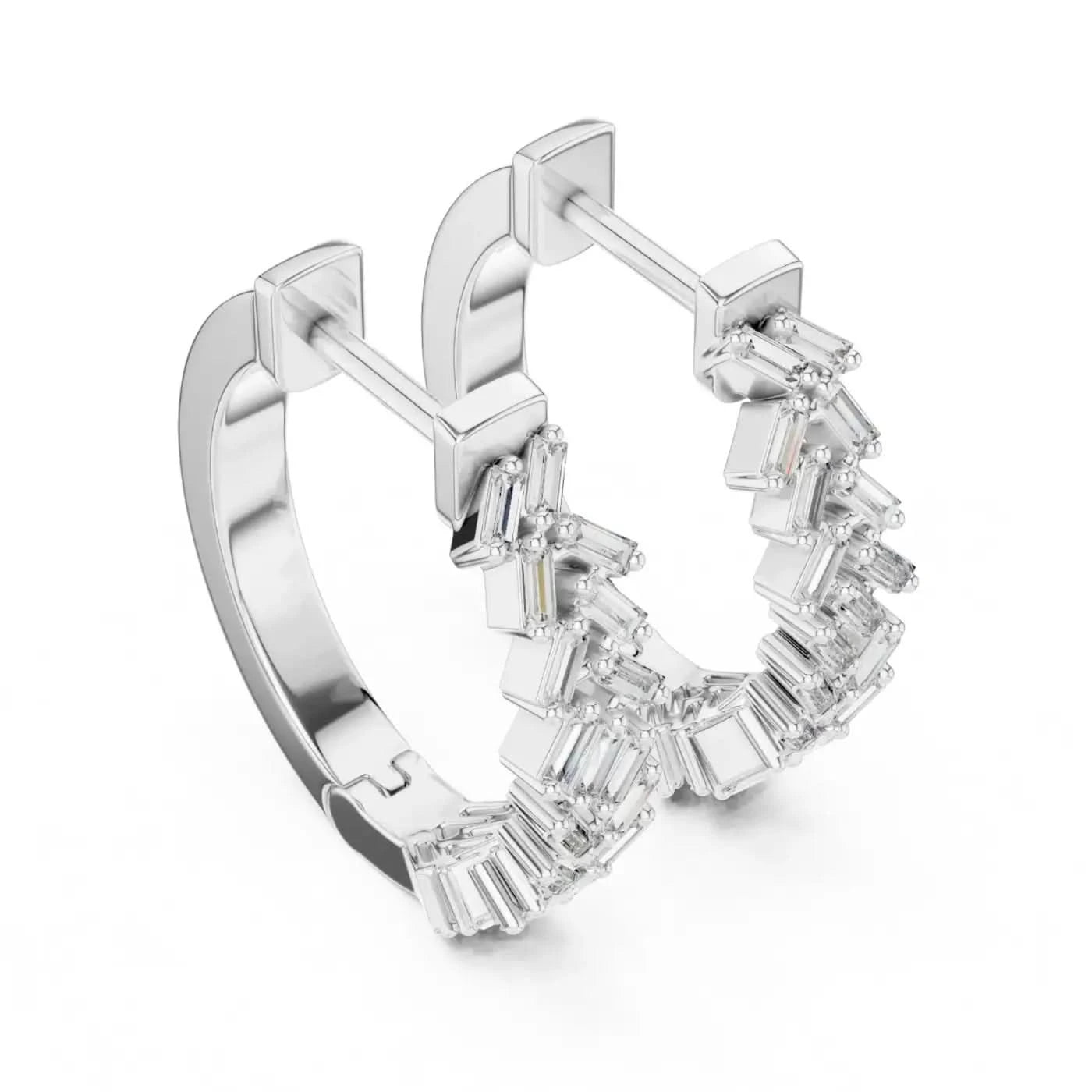 silver Diamond Drift Earrings