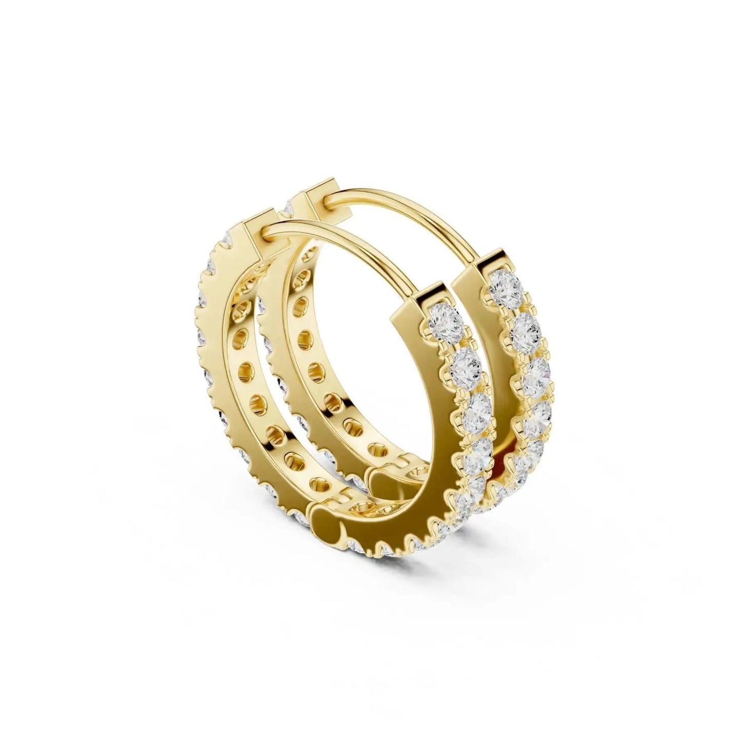 silver Diamond Studded Rose Gold Hoops