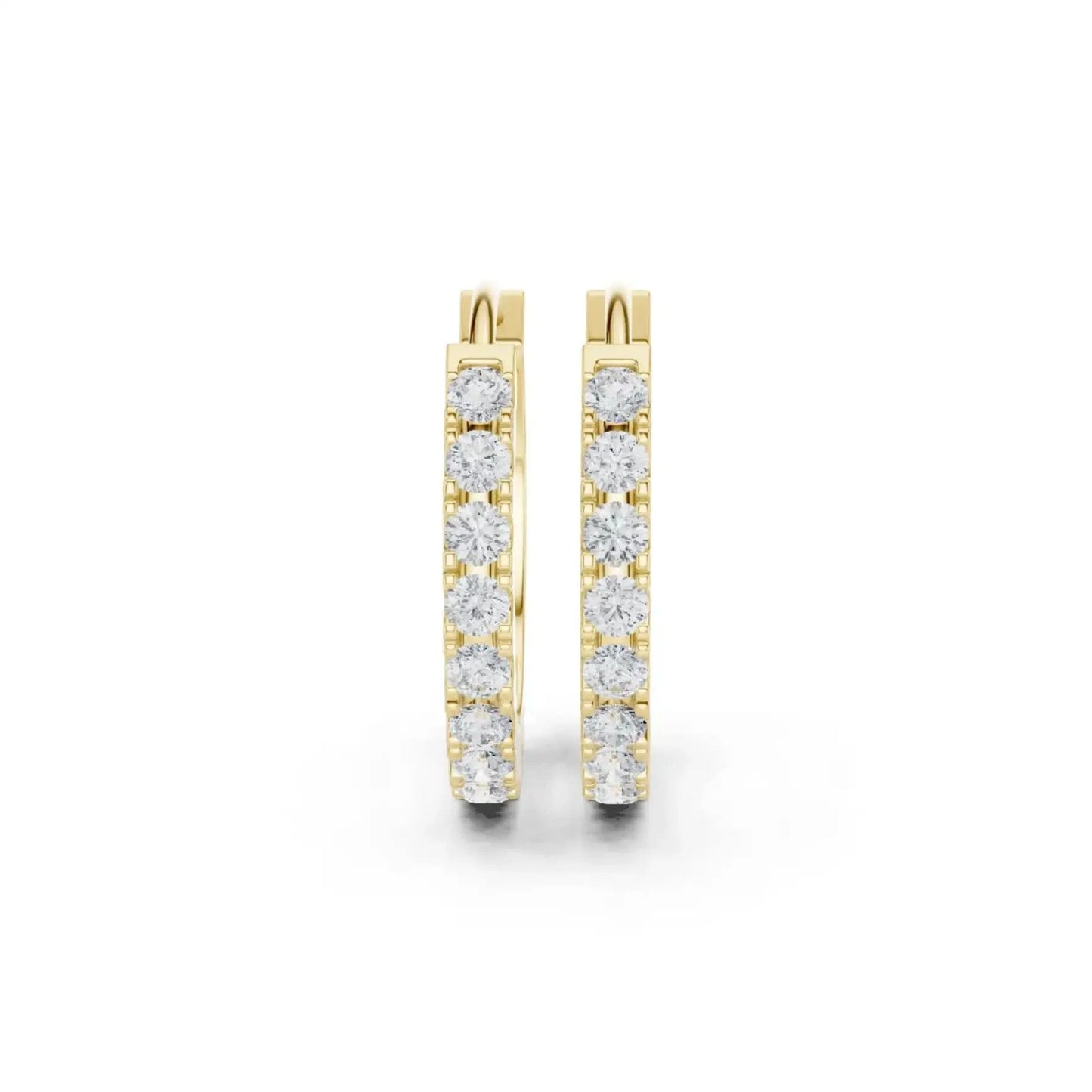 silver Diamond Studded Rose Gold Hoops