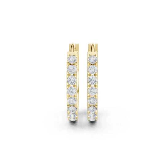 silver Diamond Studded Rose Gold Hoops