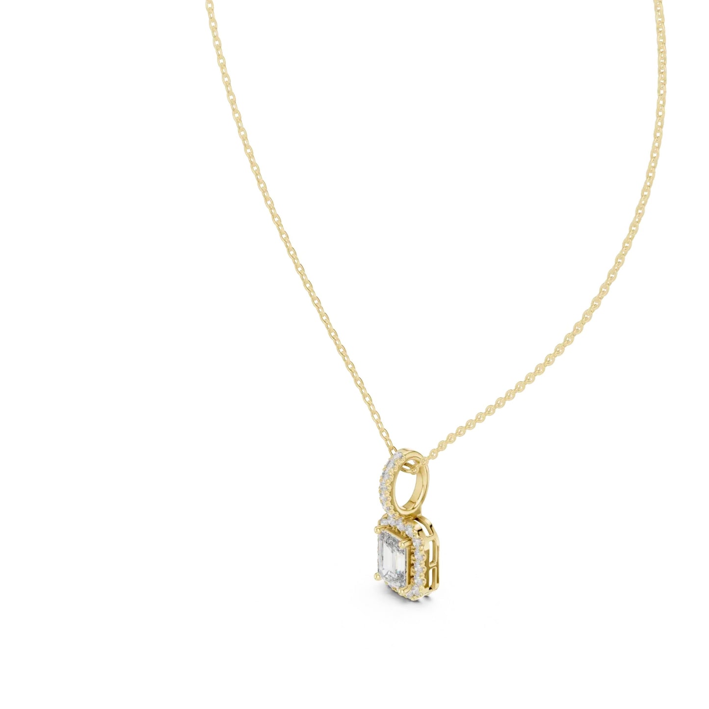 silver Minimal Halo Diamond Pendant