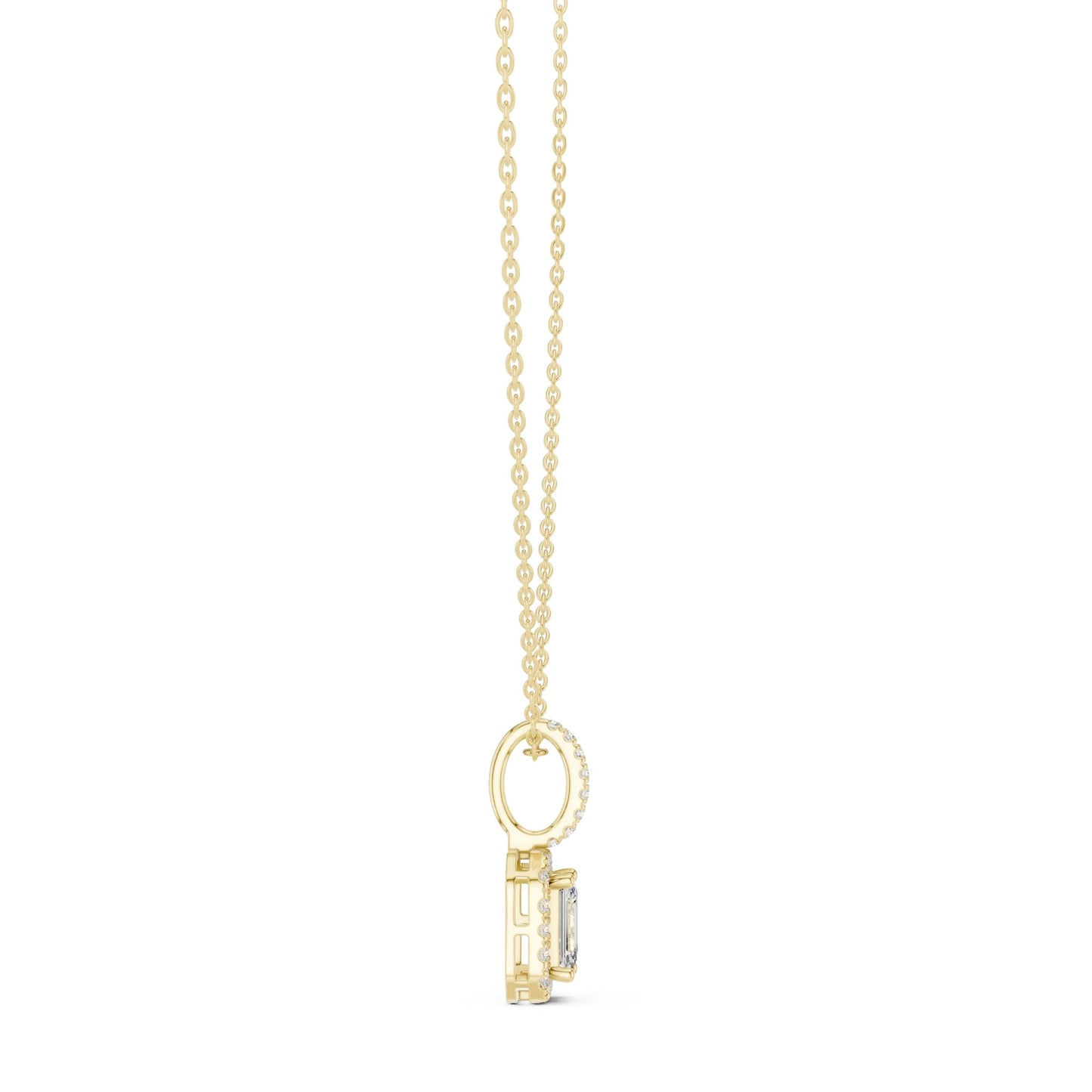 silver Minimal Halo Diamond Pendant