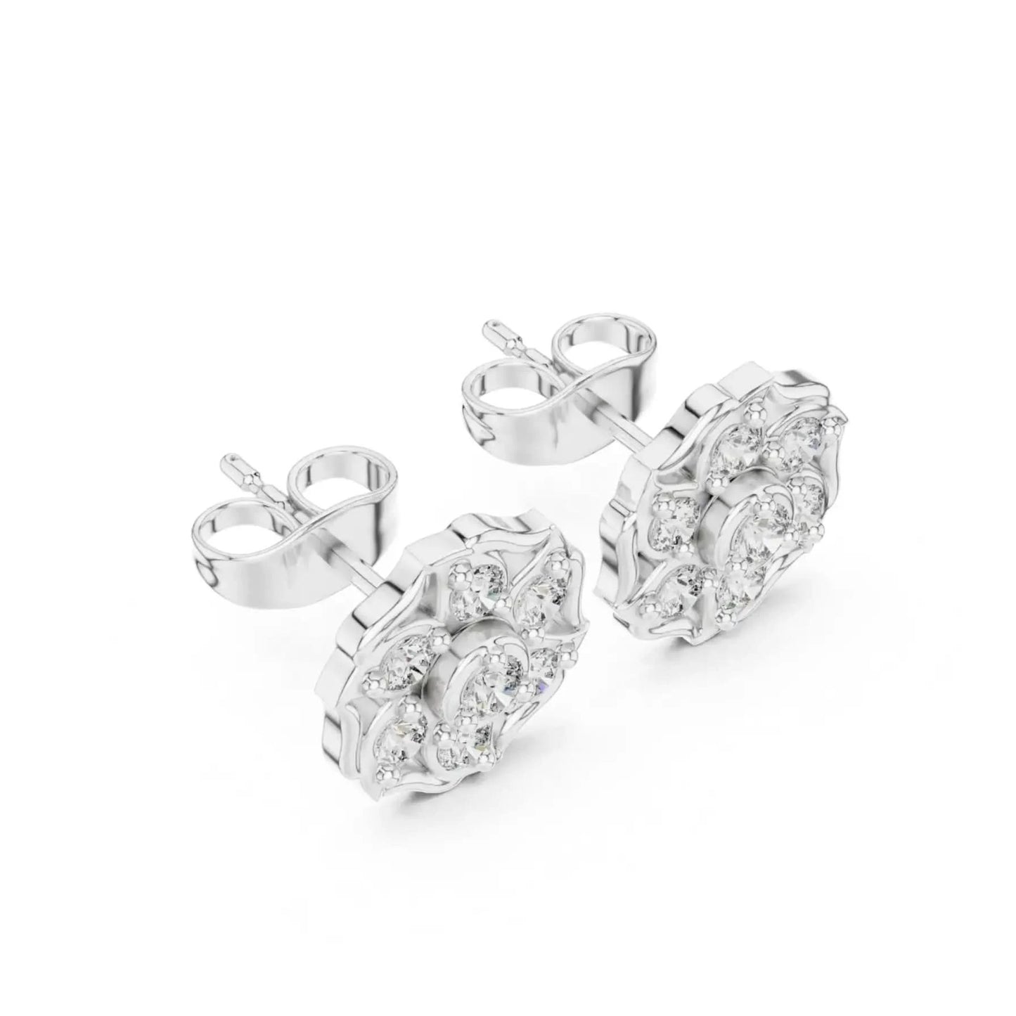silver Classic Crystal Cluster Earrings