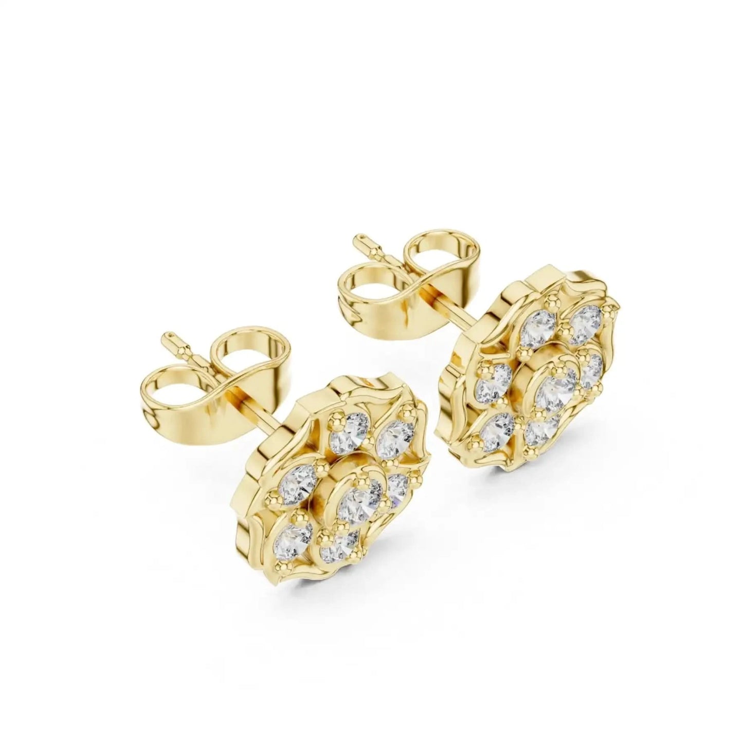 silver Classic Crystal Cluster Earrings