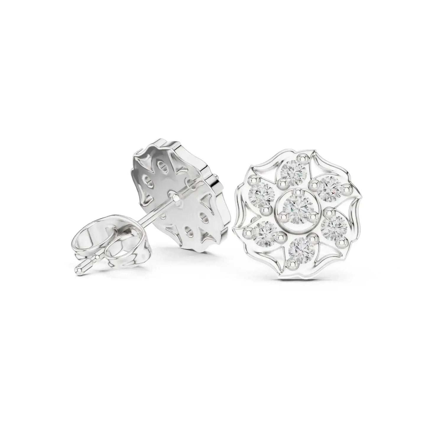 silver Classic Crystal Cluster Earrings