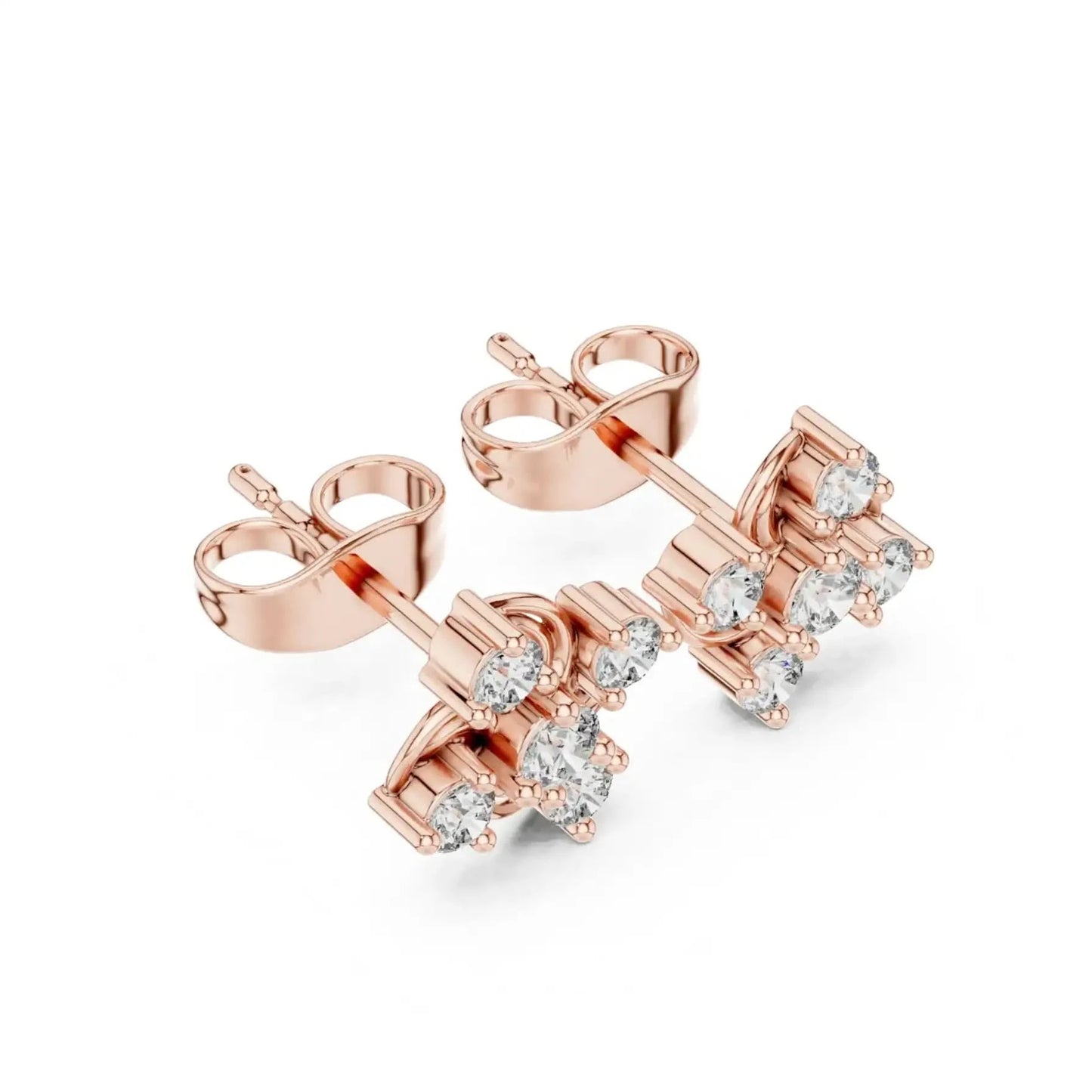 silver Diamond Swirl Stud Earrings