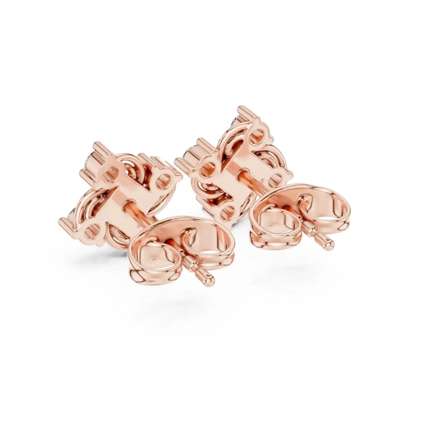 silver Diamond Swirl Stud Earrings