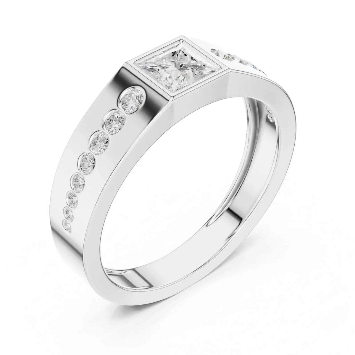 silver Royal Square Spark Ring
