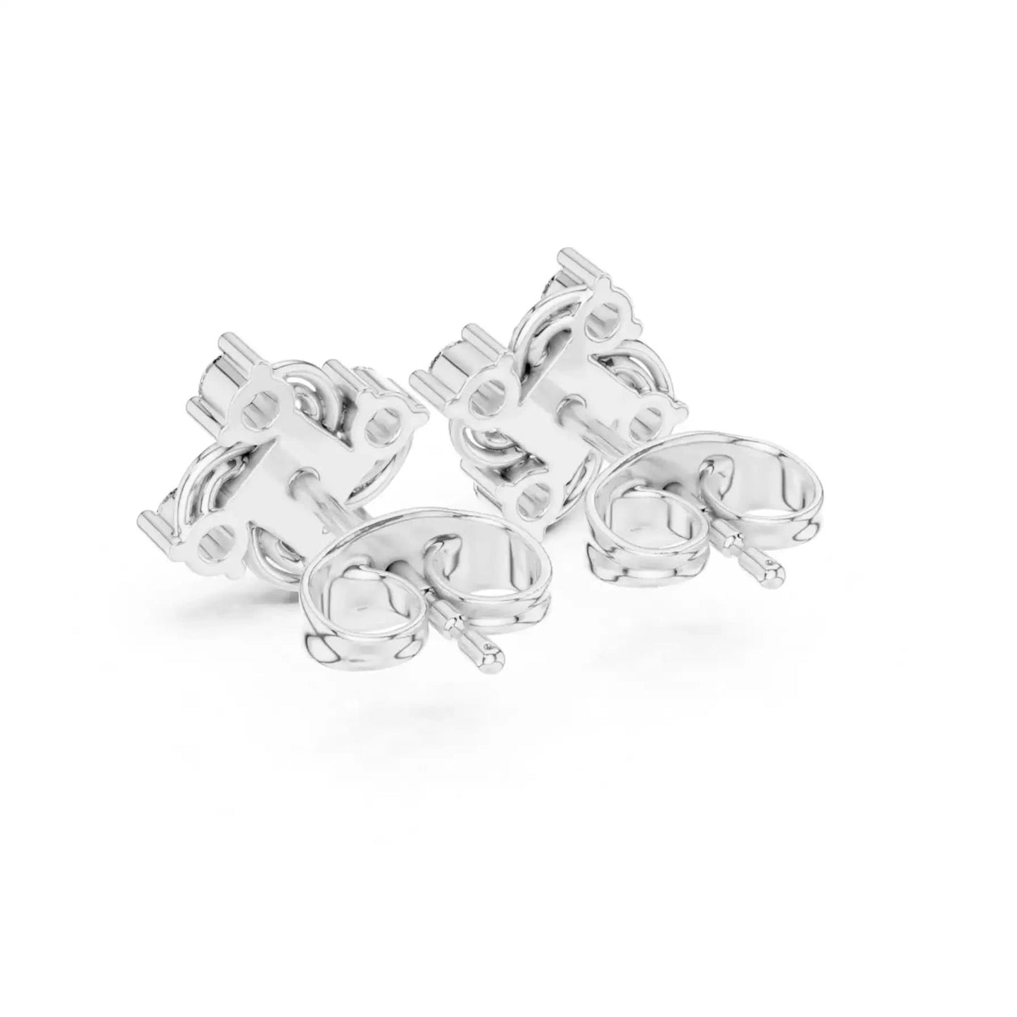 silver Diamond Swirl Stud Earrings