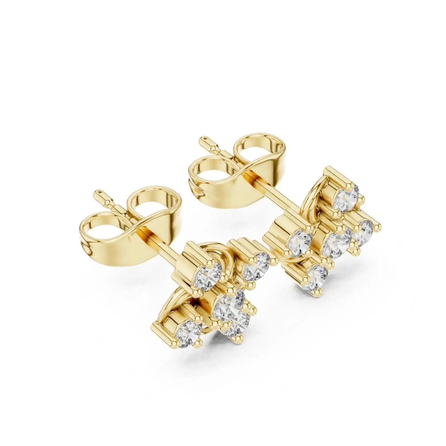 silver Diamond Swirl Stud Earrings