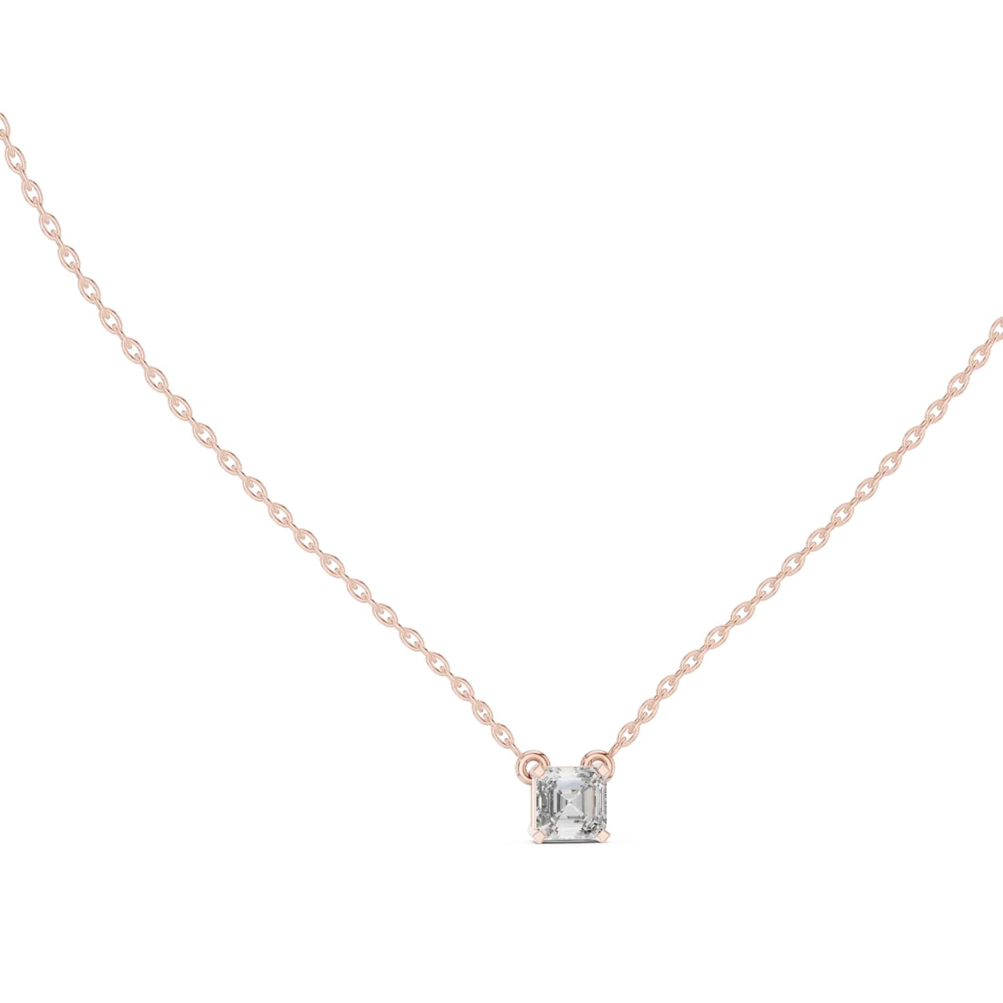silver Emerald Cut Solitaire Pendant
