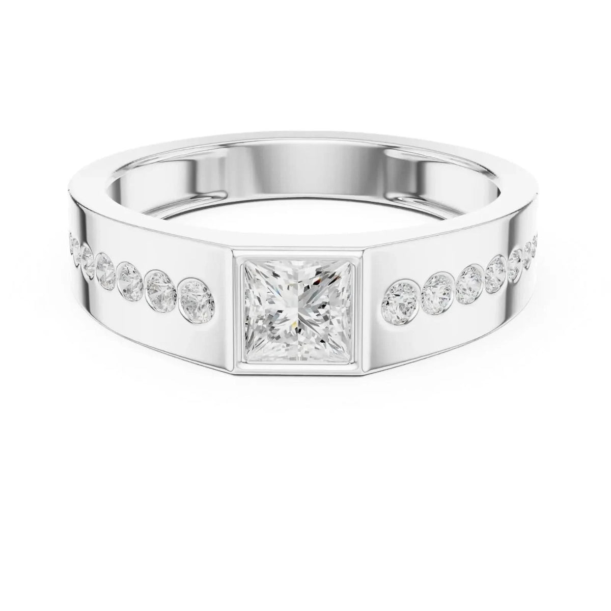 silver Royal Square Spark Ring