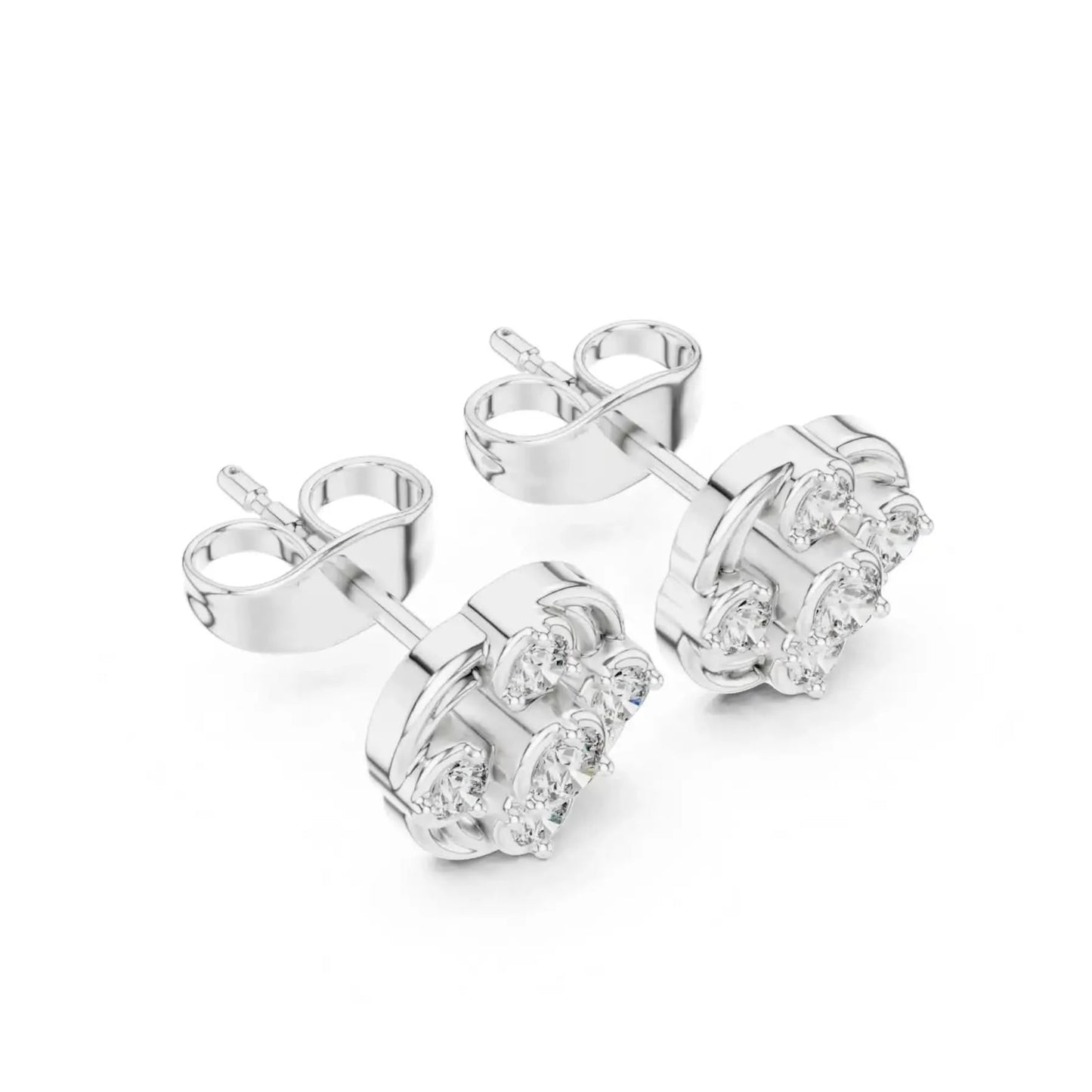 silver Sparkle Bloom Stud Earrings
