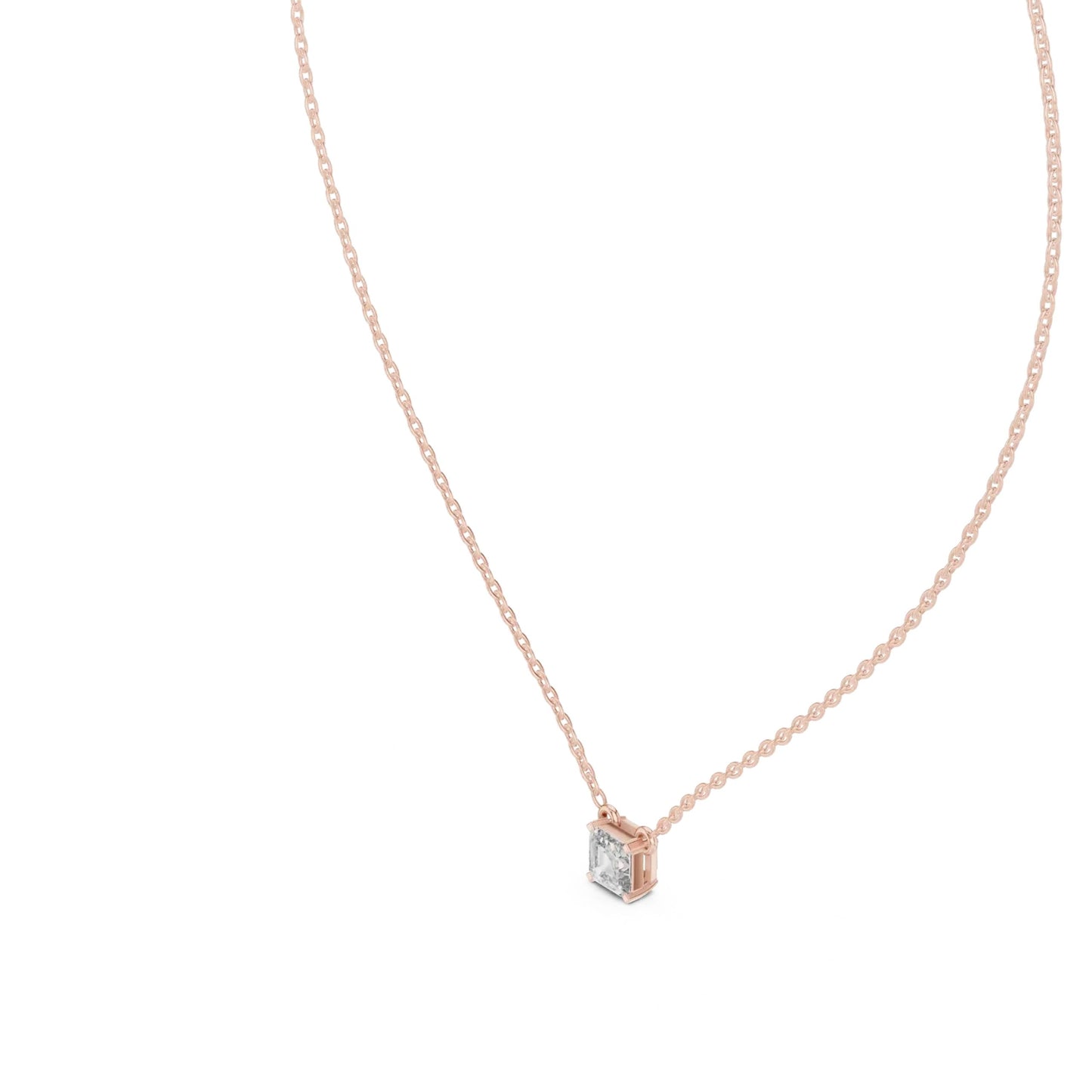 silver Emerald Cut Solitaire Pendant