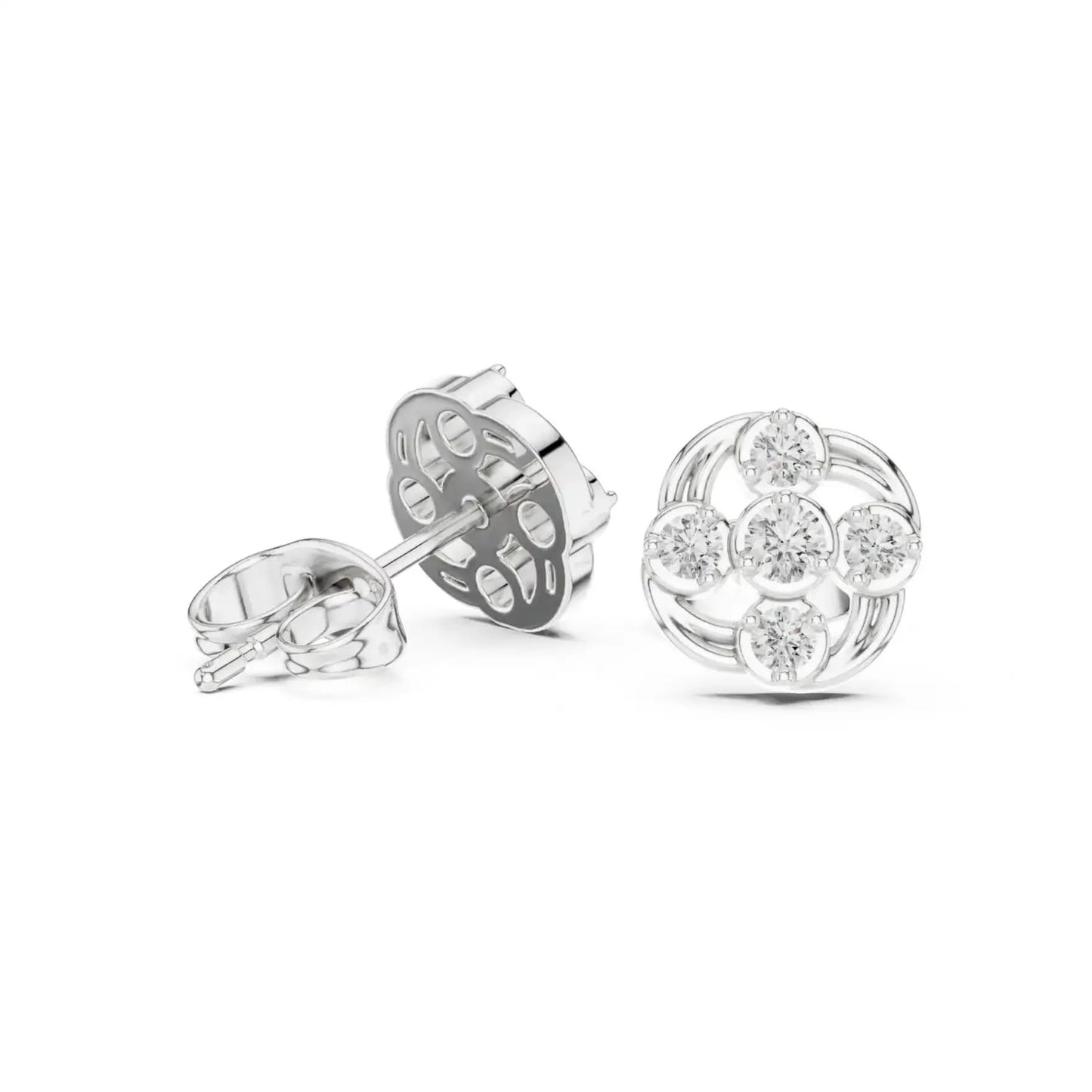 silver Sparkle Bloom Stud Earrings