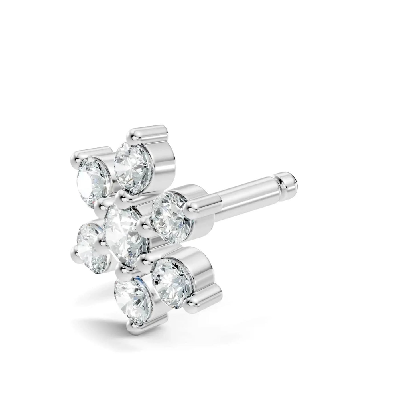 silver Flora Spark Nose Pin