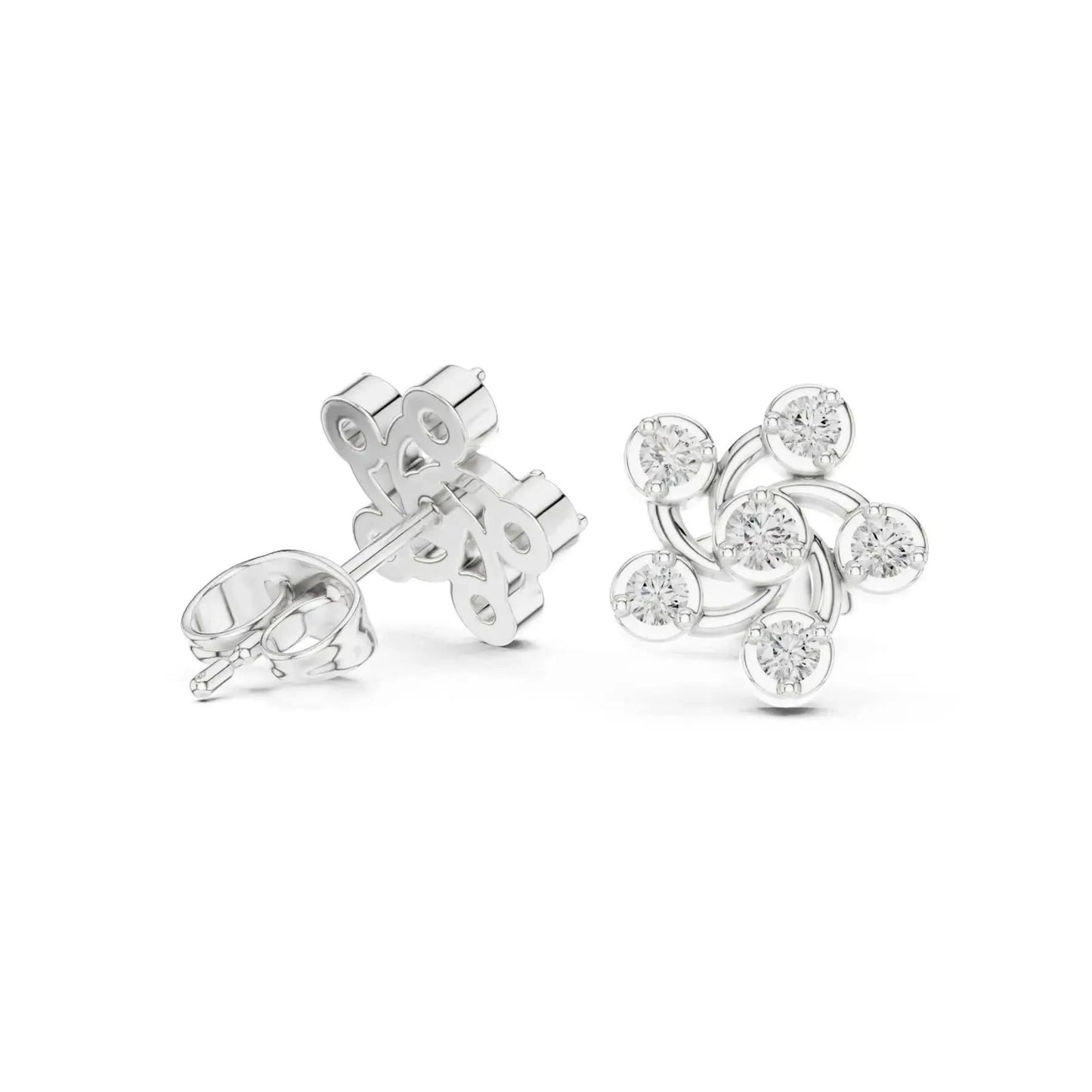 silver Modern Swirl Stud Earrings