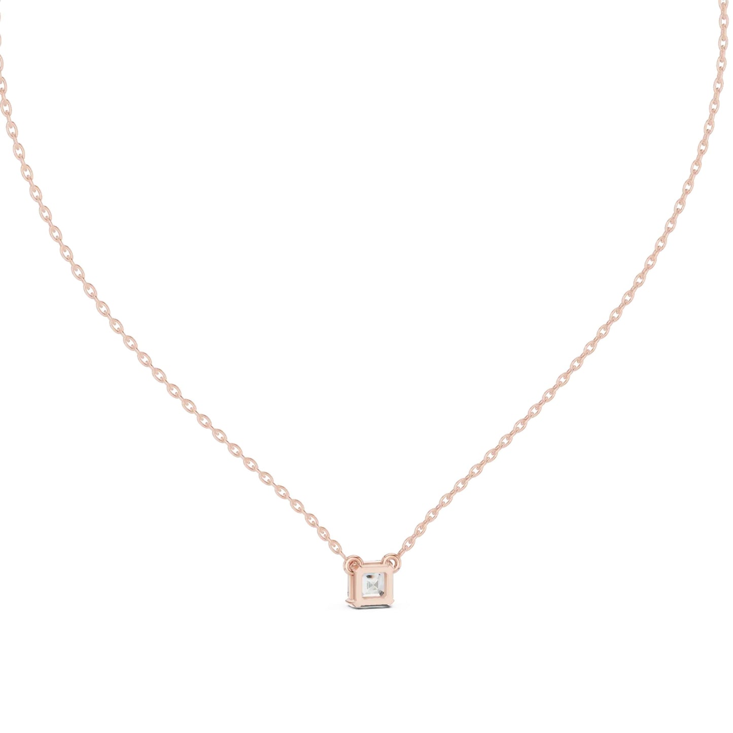 silver Emerald Cut Solitaire Pendant