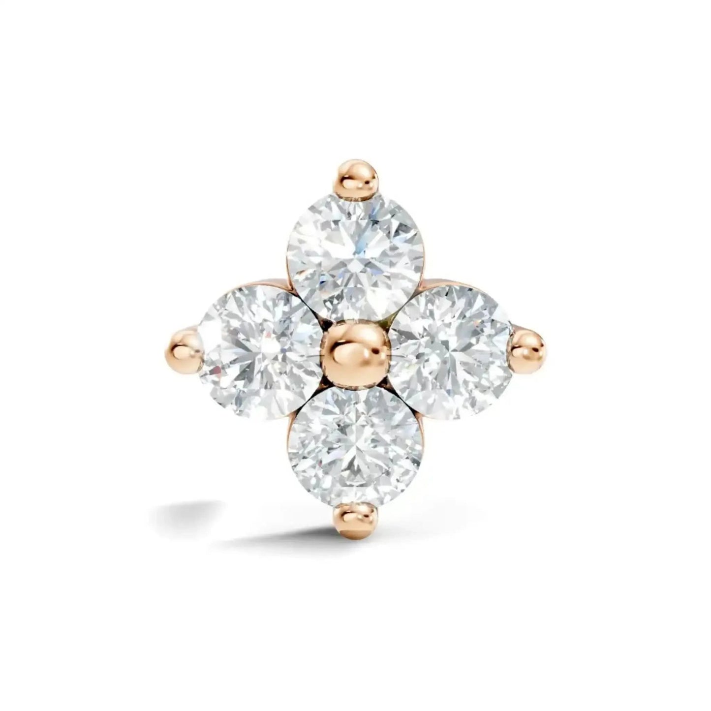 silver Diamond Blossom Nose Pin