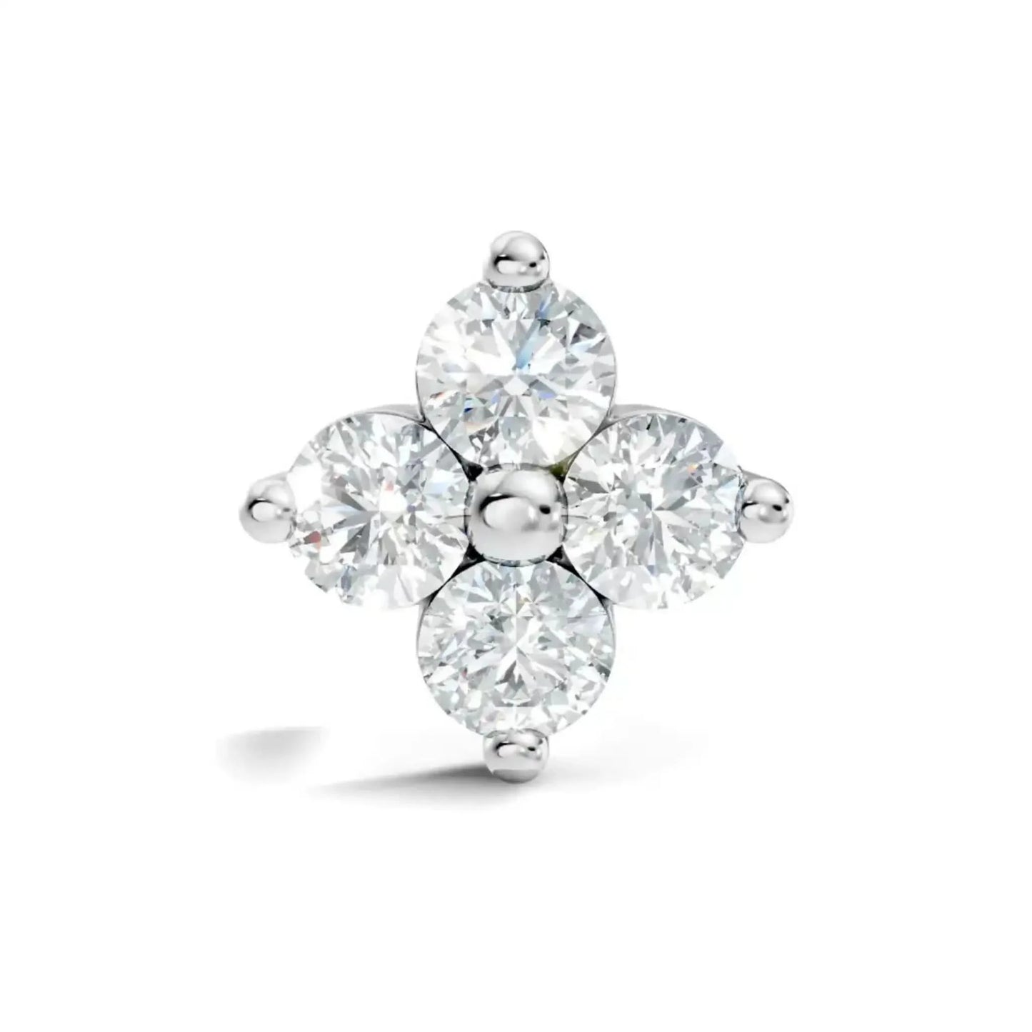silver Diamond Blossom Nose Pin