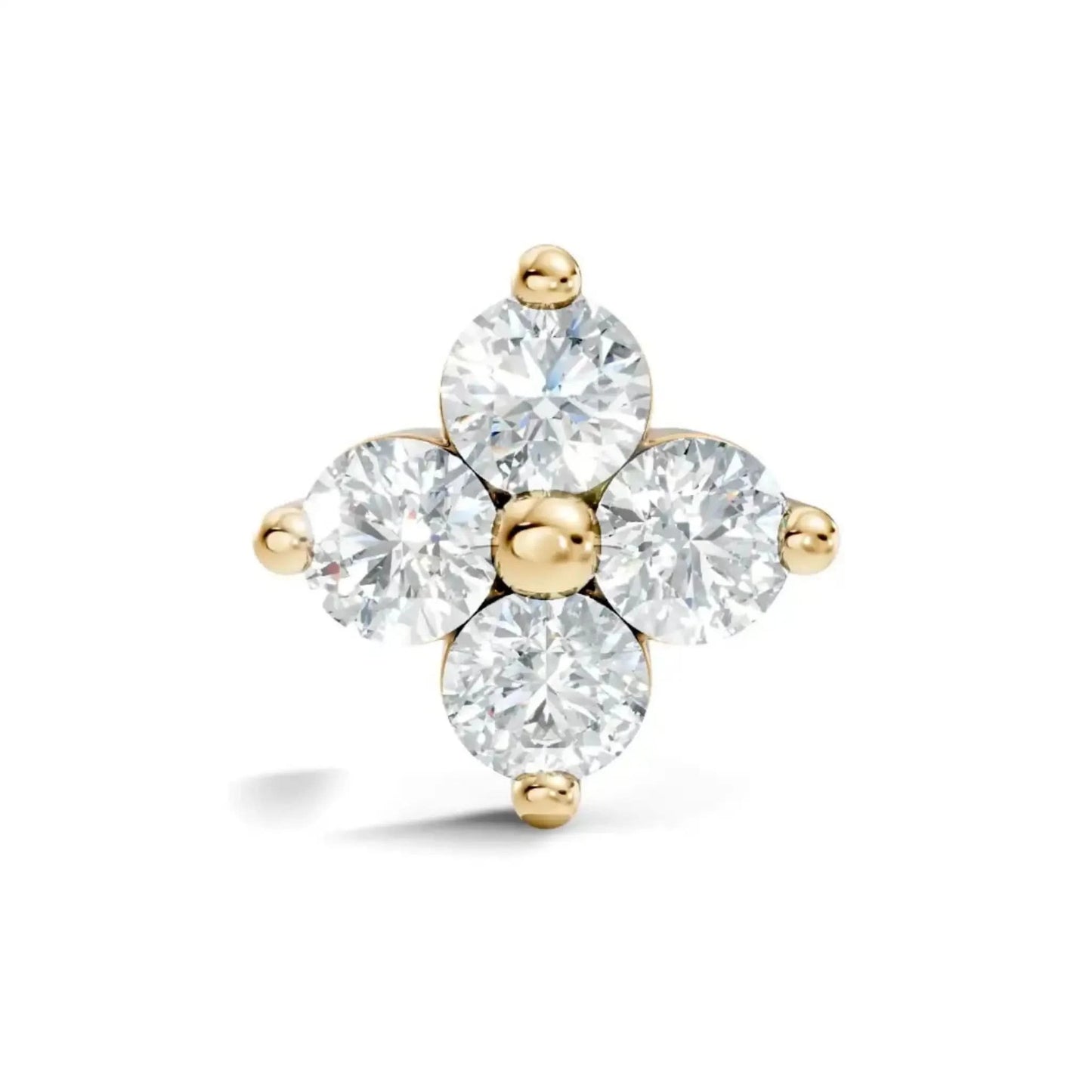 silver Diamond Blossom Nose Pin