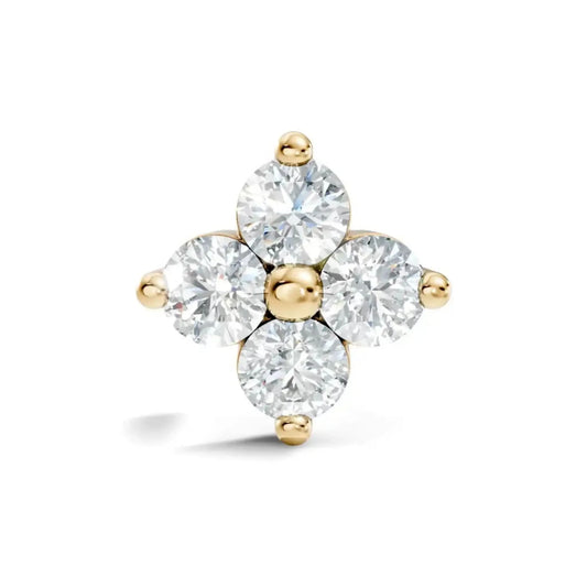 silver Diamond Blossom Nose Pin