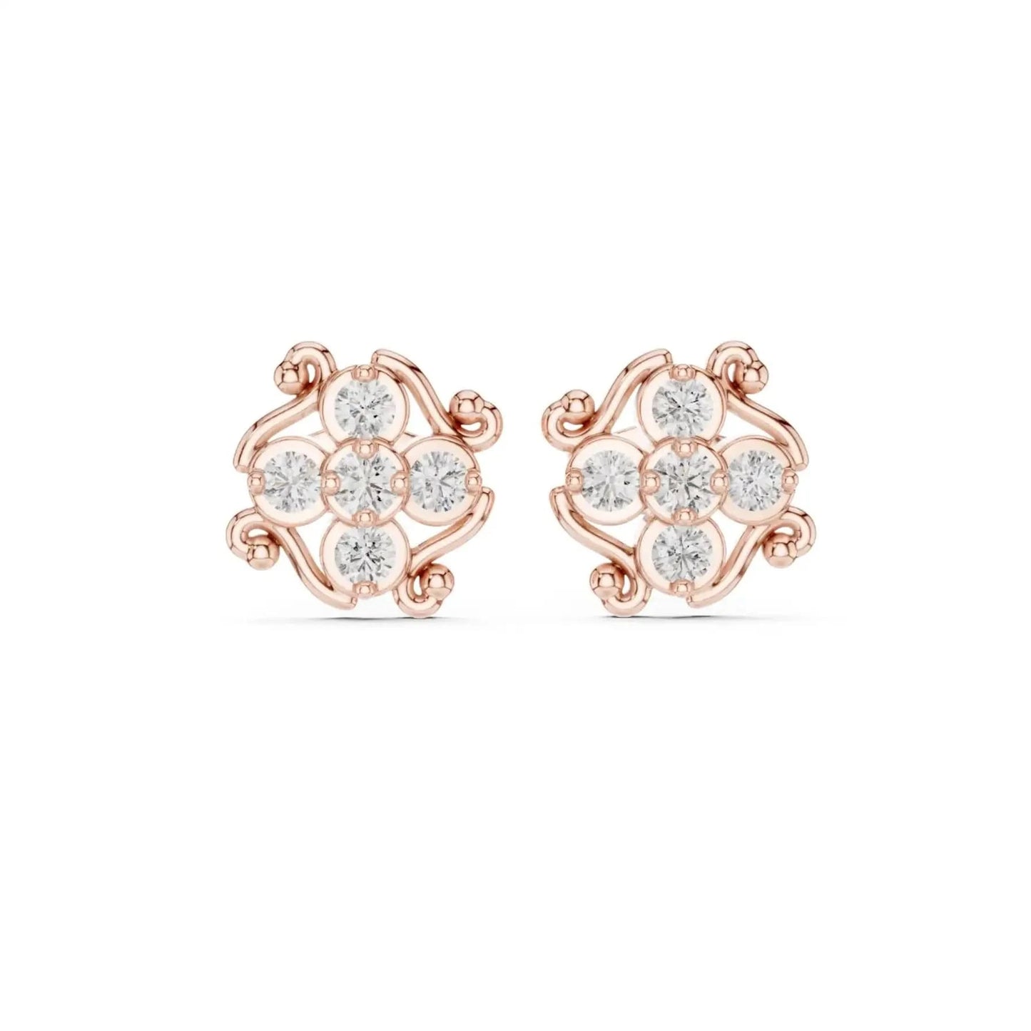 silver Royal Flower Stud Earrings
