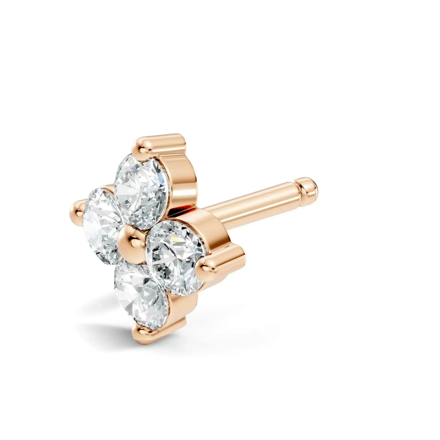 silver Diamond Blossom Nose Pin