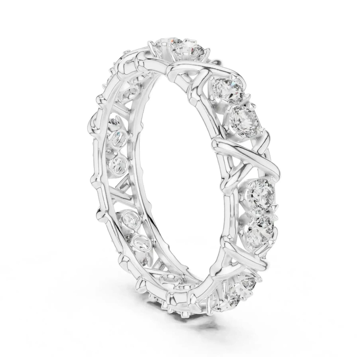 silver Diamond Floral Ring