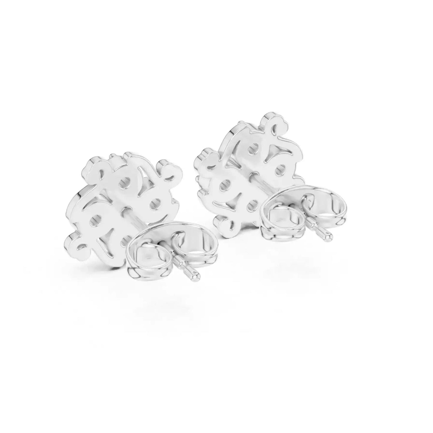 silver Royal Flower Stud Earrings