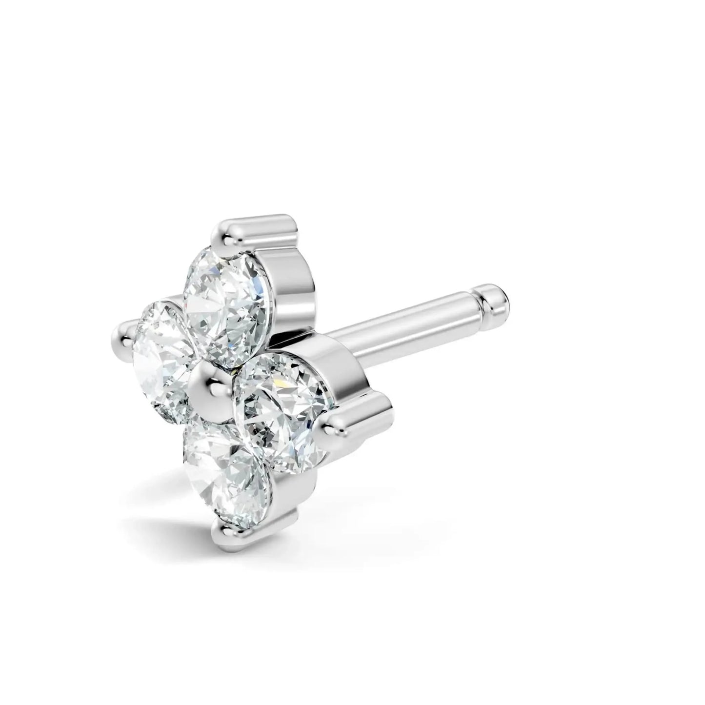 silver Diamond Blossom Nose Pin